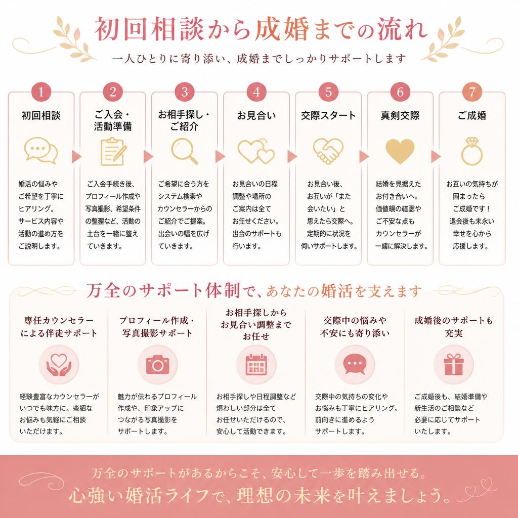 婚活の流れとサポート体制